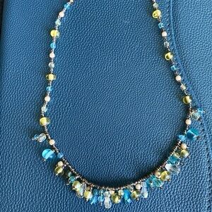 Blue and Yellow Beaded Necklace